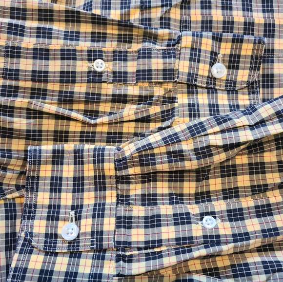 (994)Land's End Men's Long Sleeve Dress Shirt, Size: Small Color: Black & Yellow - Picture 8 of 11